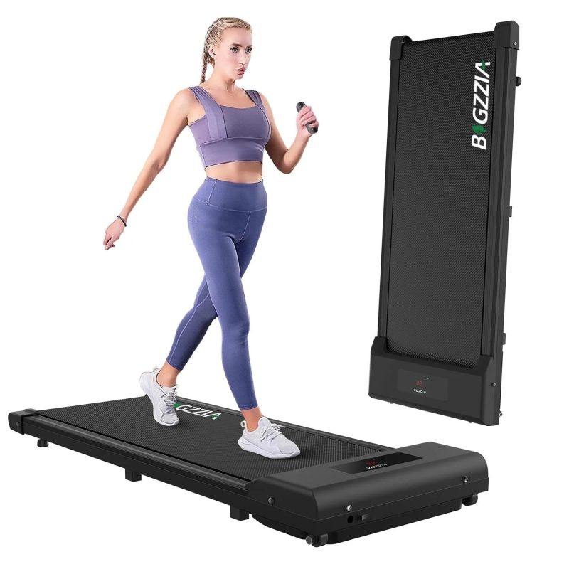 Bigzzia Treadmill 2 HP Portable Running Machine Walking Treadmill Exercise Maximum Weight 265 lbs Black