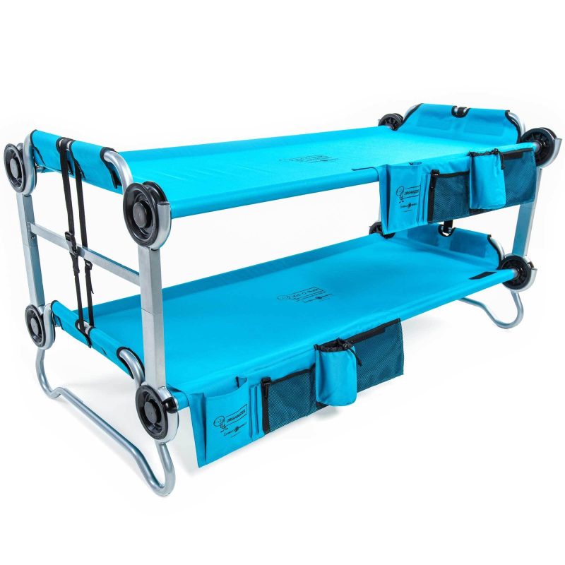 Disc-O-Bed Youth Benchable Camping Cot with Organizers, Teal Blue - Open Box