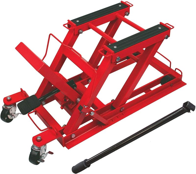 Big Red Hydraulic Powersports Lift Jack (Motorcycle, ATV, UTV, Snowmobile): 3/4 Ton (1,500 lb) Capacity,Red,W6407