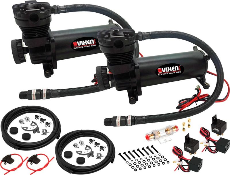 Vixen Air Suspension Kit for Truck/Car Bag/Air Ride/Spring. On Board System- Dual 200psi Compressor, 5 Gallon Tank. For Boat Lift,Towing,Lowering,Load Leveling,Onboard Train Horn VXX1208FB/4852DBF - Image 2