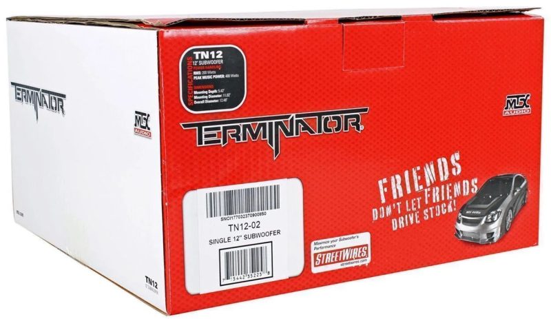 MTX Terminator TN12-02 12” 400 Watt Car Audio Subwoofer+Sealed Sub Box Enclosure - Image 9