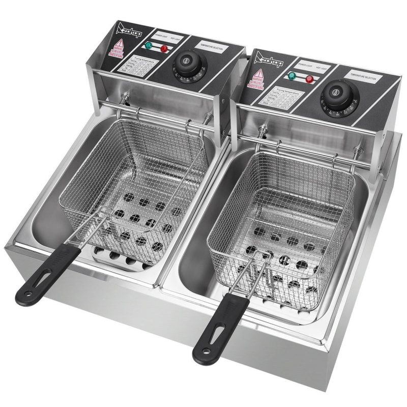 CB15401 Deep Fryer 5000 watt Electric Countertop Dual Tank Stainless Commercial Restaurant - Image 3