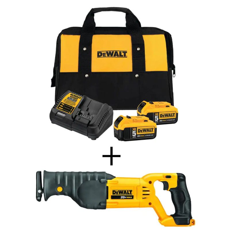 DEWALT 20-Volt MAX Cordless Reciprocating Saw with (2) 20-Volt Batteries 5.0Ah and Charger💝 Last Day For Clearance