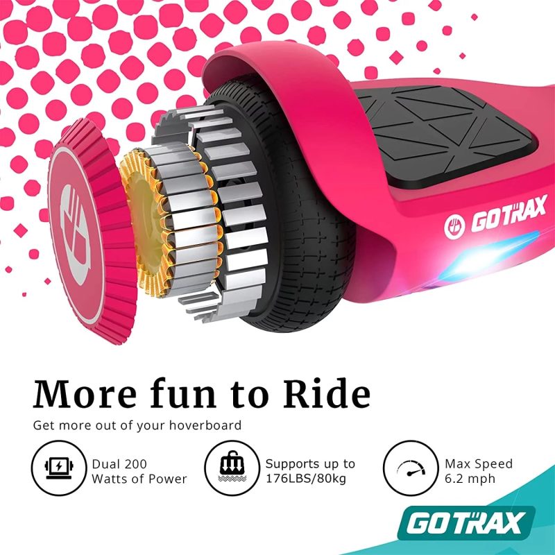 GOTRAX Edge Hoverboard for Kids Adults, 6.5" Tires 6.2mph & 2.5 Miles Self Balancing Scooter, Pink - Image 3