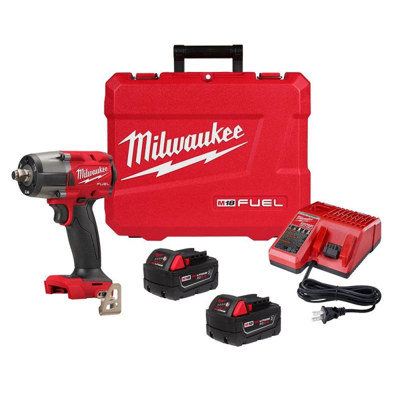 Milwaukee 2962-22R M18 Fuel 18 V 5 amps 1/2 in. Cordless Brushless Mid-Torque Impact Wrench Kit