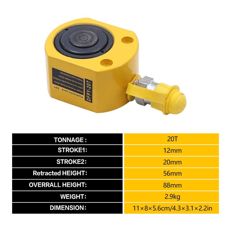 Multi Section 20Ton Hydraulic Service Jack Low Profile Pump w/CP-180 Manual Pump 20 ton Low Profile manual Hydraulic Ram Mini Jack Porta Power Kit 12mm Stroke CP-180 Hydraulic Manual Pump - Image 11