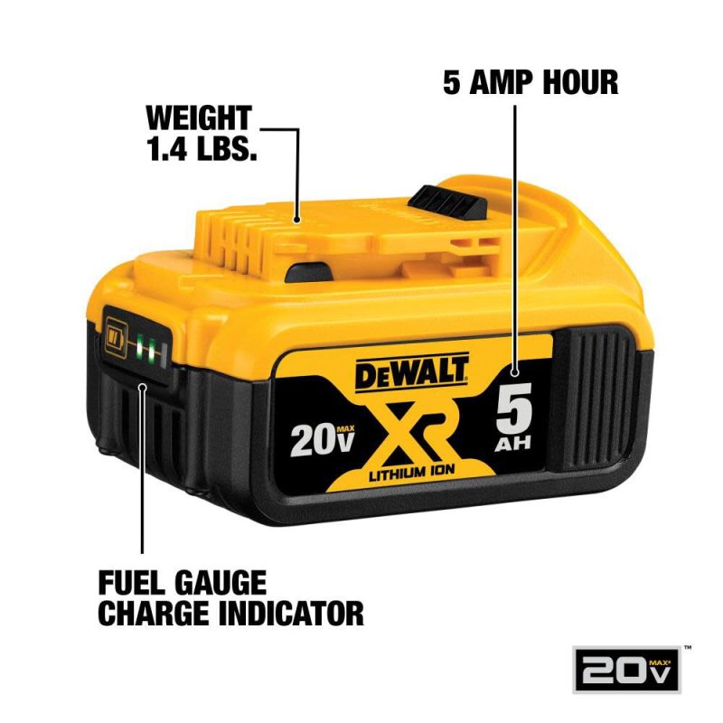 DW 20V MAX XR Starter Kit 5.0Ah Battery 2 Pack with Charger and Bag DCB205-2CK - Image 4