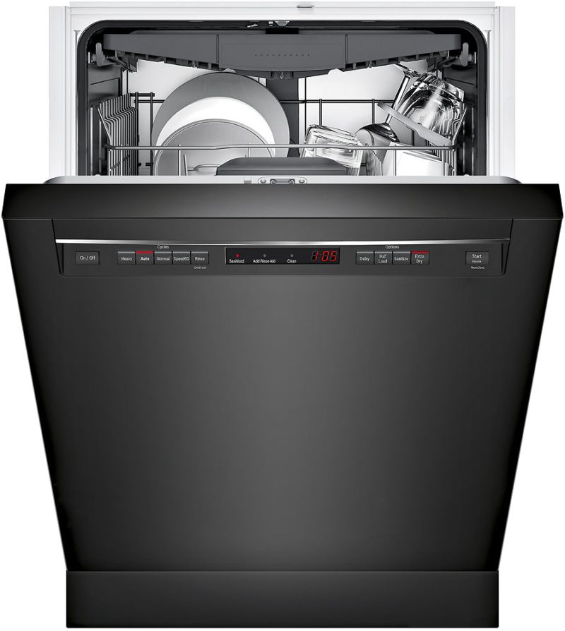 Bosch - 300 Series 24" Recessed Handle Dishwasher with Stainless Steel Tub - Black - Image 6