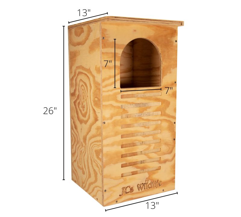 JCs Wildlife Barred Owl Nesting Box - Treated Exterior Grade Plywood - Mounting Hardware and Pine Shavings Included - Dedicated Clean Out Door for Easy Cleaning - Made in The USA - Image 2