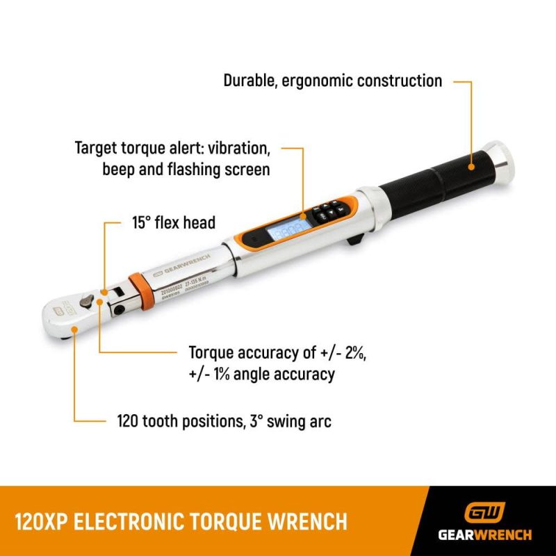 Gearwrench 1/2In Drive 120Xp Flex Head Electronic Torque Wrench With Angle - Image 3