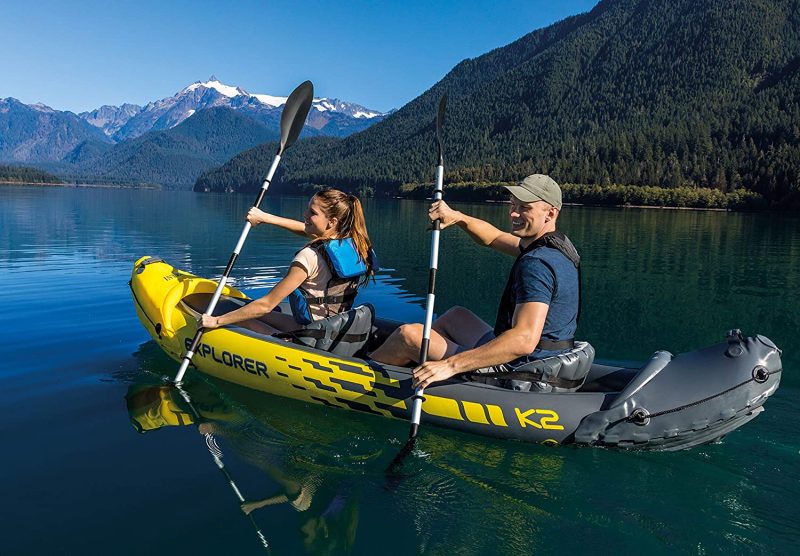 Explorer K2 Kayak�� 2-Person Inflatable Kayak Set with Aluminum Oars and High Output Air Pump - Image 10