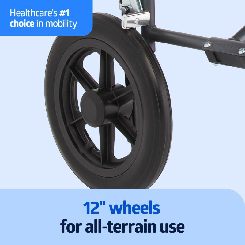 Medline Transport Wheelchair Lightweight Portable - Image 2