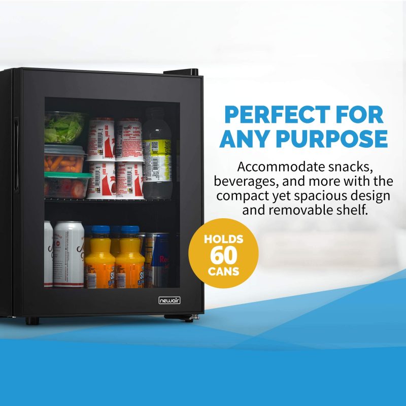 NewAir Beverage Fridge and Cooler with Reversible Glass Door, 60 Can Freestanding Mini Fridge in Black with Door Alarm, Perfect for Work from Home Station, Dorms, and more AB-600B - Image 3