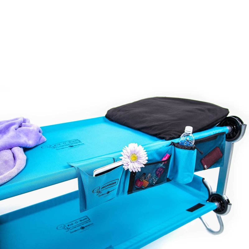 Disc-O-Bed Youth Benchable Camping Cot with Organizers, Teal Blue - Open Box - Image 6