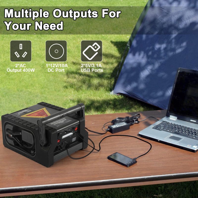 ZunDian ZD-529 Solar Portable Power Station 2000 Amps Jump Starter, 260 PSI Air Compressor, 12V Car Battery Charger with 400W Inverter Dual AC/DC/USB Output, Emergency Backup Power with Flashlights - Image 4