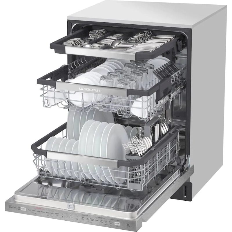 LG - SIGNATURE Top Control Built-In Dishwasher with Stainless Steel Tub, TrueSteam, 3rd Rack, 38dBA - Textured steel - Image 7