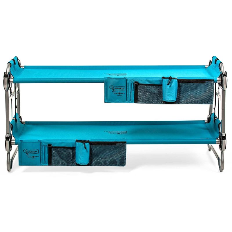 Disc-O-Bed Youth Benchable Camping Cot with Organizers, Teal Blue - Open Box - Image 2