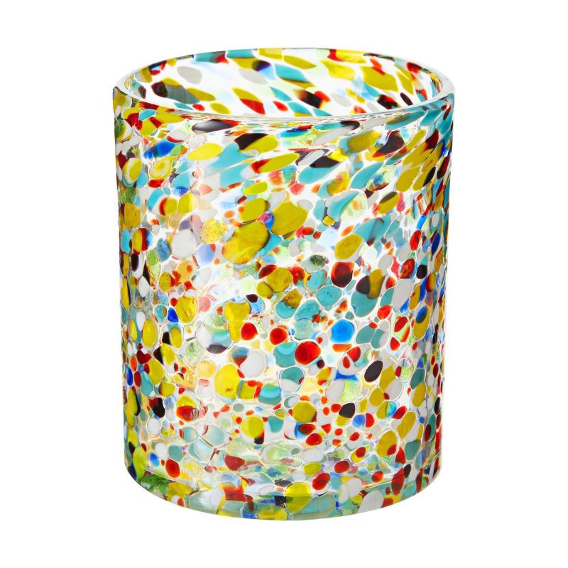 10 oz Hand Blown Mexican Drinking Glasses， Full Confetti Tumbler Cups (Set of 6) - Image 5