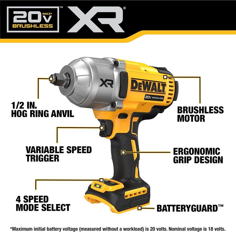 DEWALT DCF900B 20V MAX Cordless Impact Wrench with Brushless Motor, 1/2", LED Work Light (Bare Tool Only) - Image 6