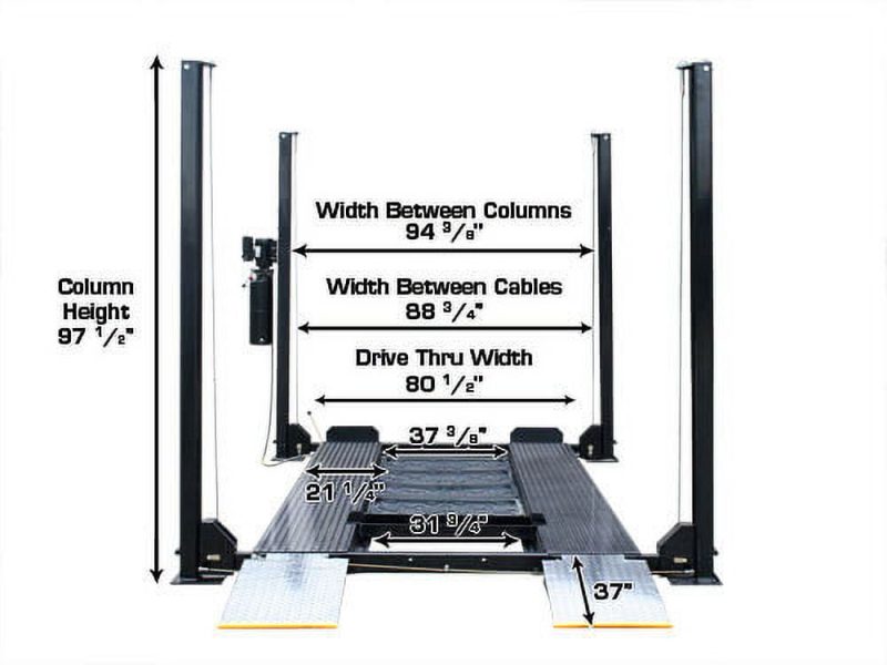 Atlas Automotive Equipment Atlas Equipment Garage PRO8000EXT Extra Tall Portable Hobbyist 8,000 lb. Capacity 4-Post Lift - Image 7