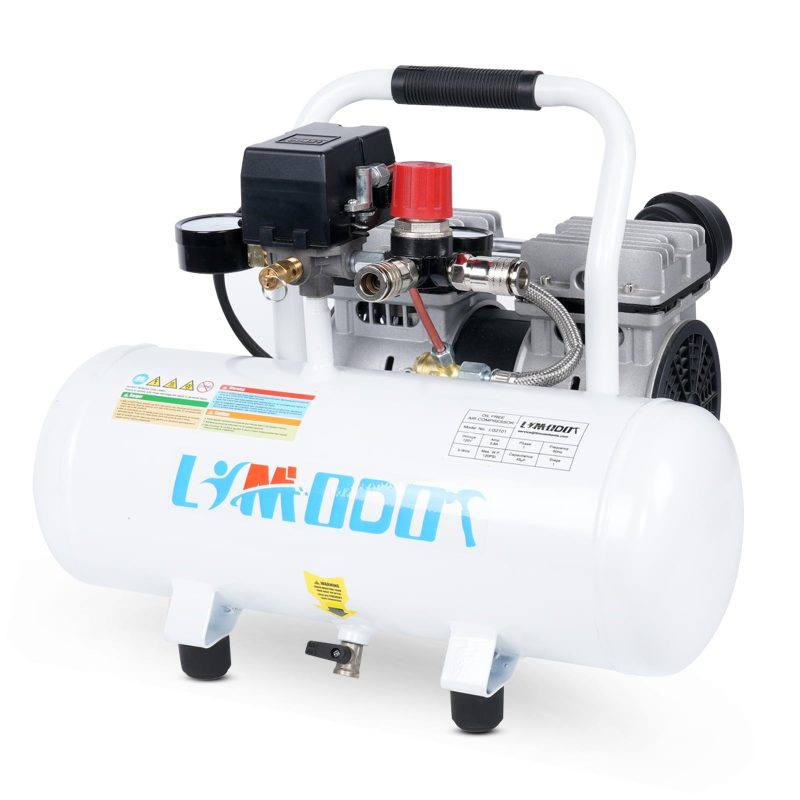 Limodot Air Compressor, Ultra Quiet Air Compressor, Only 60dB, 2 Gallon Air Tank, Dual Couplers Supports Two Users, Fast 20s Recovery, Oil-Free, Ideal For Shop, Garage, Car, Pneumatic Tools