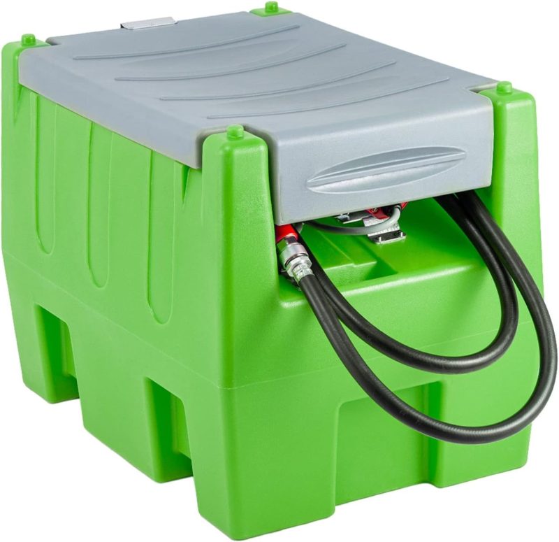 TECSPACE 58 Gallon Diesel Tank, Portable Fuel Tank with 12V Electric Fuel Transfer Pump, 40 GPM Diesel fuel Tank with 4 Meters Hose for Diesel Transportation (Green, 58 gal)