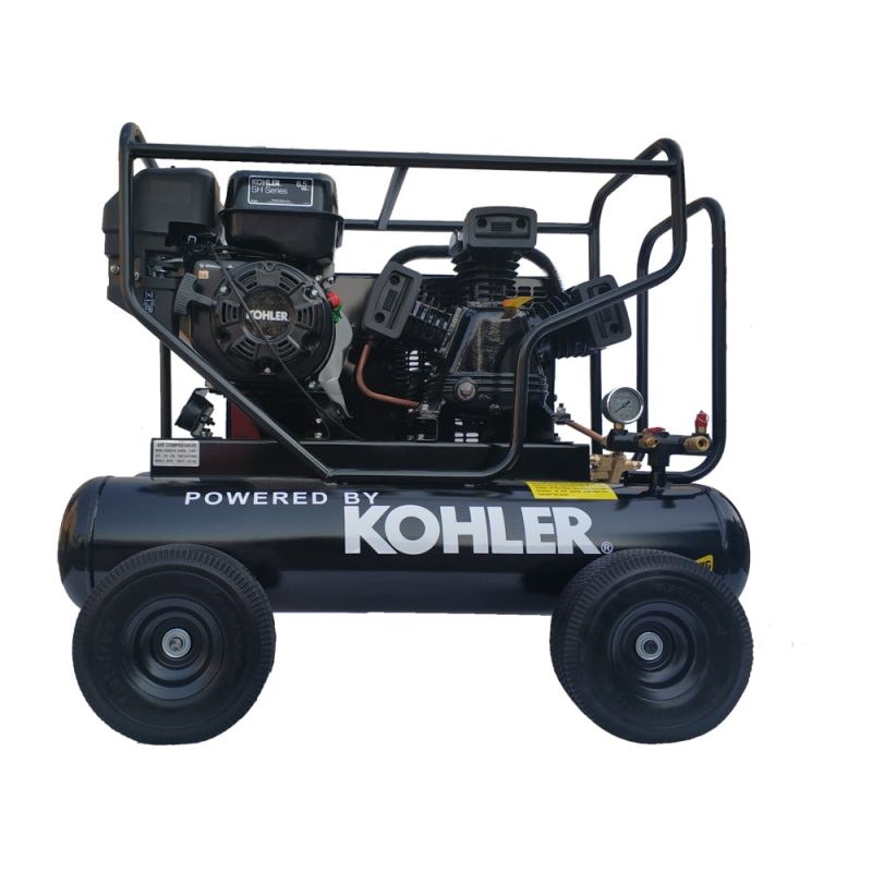 HPDAVV Gas Driven Piston Air Compressor 6.5HP - One Stage - Fit For KOHLER RH65 Engine - 20Gal Tank - 17cfm - Max 120psi Portable Compressed System