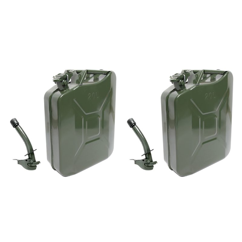 MoreChioce 20L Green Metal Jerry Can Store Container with Fixed Spout for Petrol Oil Water Alcohol