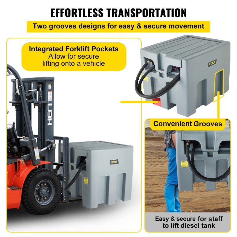 VEVOR Portable Diesel Tank, 58 Gallon Capacity, Diesel Fuel Tank with 12V Electric Transfer Pump, Polyethylene Diesel Transfer Tank for Easy Fuel Transportation, Gary - Image 6