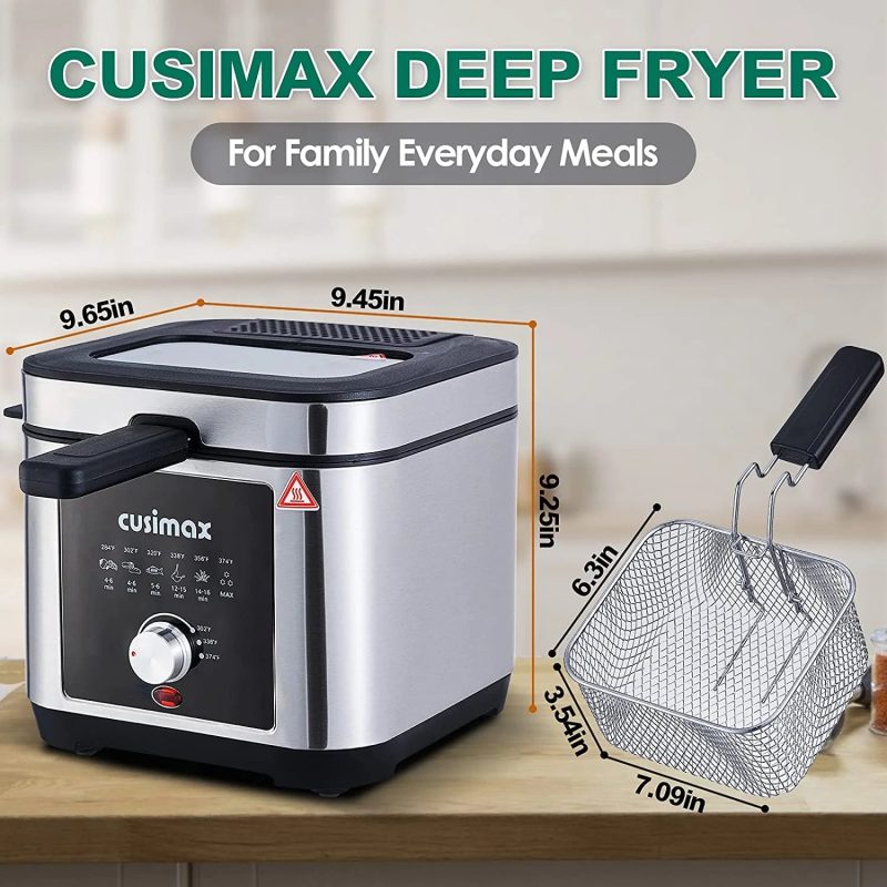 CUSIMAX 2.6QT Deep Fryer, Stainless Steel, Electric, New, Model CMDF-02 - Image 5