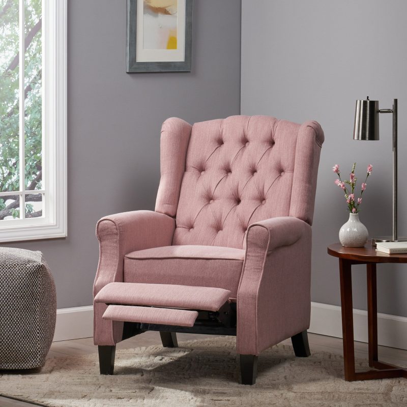 Breyon Contemporary Tufted Fabric Push Back Recliner - Image 2