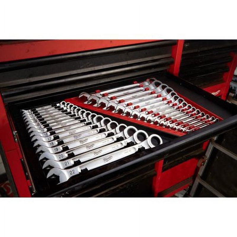 Milwaukee 48-22-9416 - 15-Piece SAE 12-Point Straight Head Ratcheting Combination Wrench Set with Storage Tray - Image 8