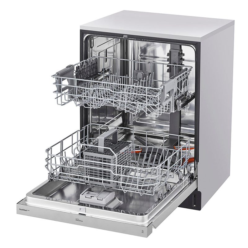 LG - 24" Front Control Dishwasher with Stainless Steel Tub, WiFi, QuadWash, and 48dB - Stainless steel - Image 11