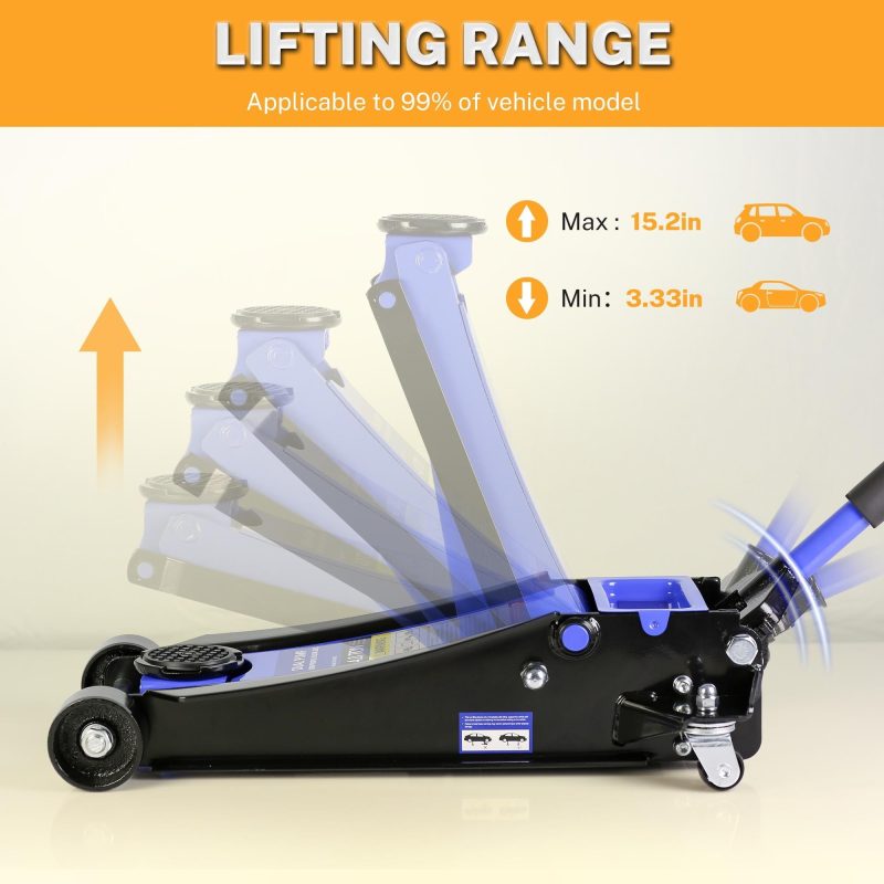 Seizeen 4-Ton Floor Jack, Low Profile Car Jack, Heavy-Duty Trolley Jack Car Lift with Dual Pump Pistons, Lifting Range 4"-21", 8000LBS - Image 4