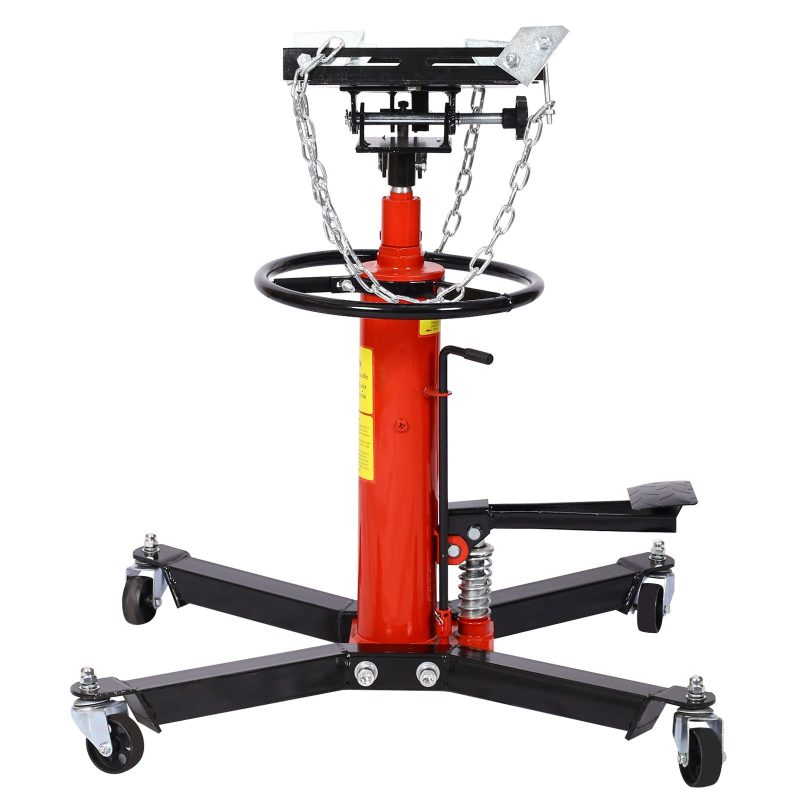 2 Stage 1660lbs Telescopic Transmission Jack with Pedal 360° Swivel Wheel Adjustable Height Hydraulic Jack for Car Lift 0.75 Ton, Red