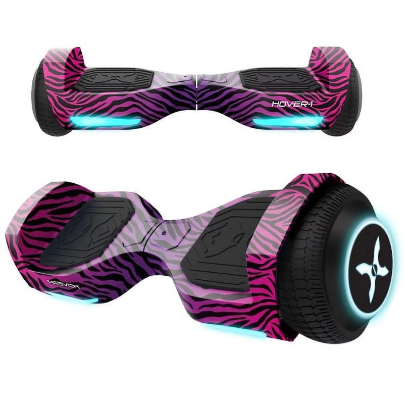 Hover-1 Rebel Kids Hoverboard with LED Headlight, 6 m Max Speed, 130 Lbs. Max Weight, 3 Miles Max Distance - Pink Zebra - Image 3