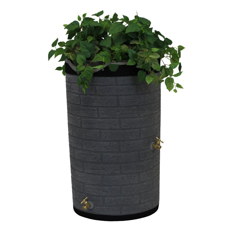 Good Ideas IMP-D50-DAR Impressions Downton Rain Saver Rain Barrel， 50 Gallon， Dark Granite - Image 2