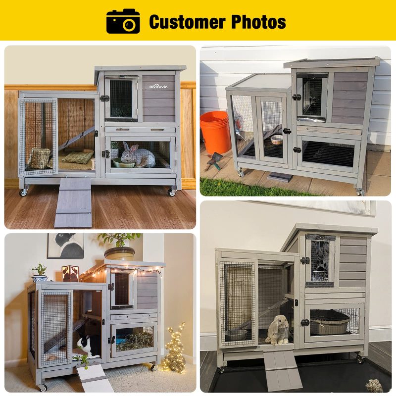 Aivituvin Rabbit Hutch / House Large Bunny Cage, Indoor Outdoor (Style1) - Image 3