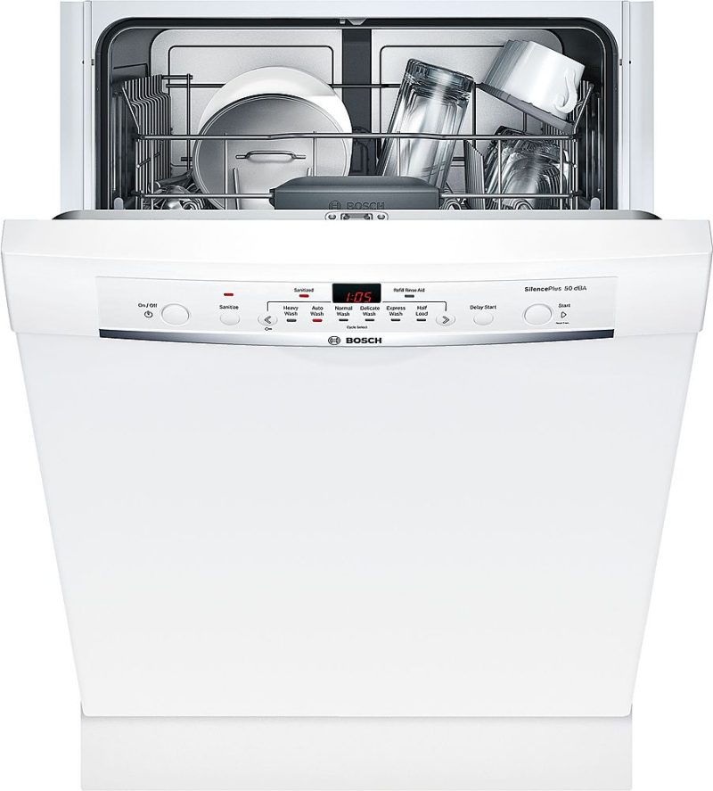 Bosch - 100 Series 24" Front Control Tall Tub Built-In Dishwasher with Hybrid Stainless-Steel Tub - White - Image 8