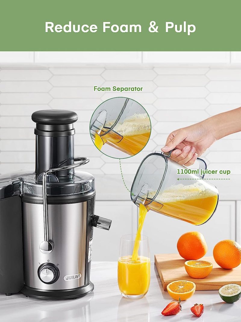 Juicer Machines Vegetable and Fruit, 800W Powerful Juilist Centrifugal Juicer Machines Easy to Clean with Brush, Dual Speeds Juice Extractor Machine with Large 3'' Feed Chute & Anti-Drip - Image 7