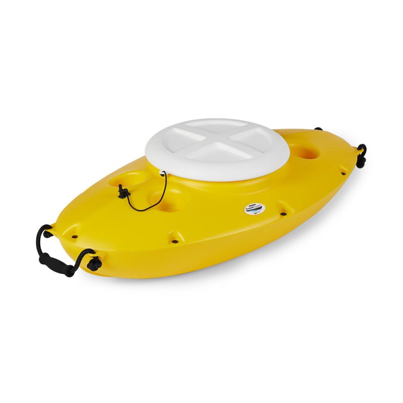 CreekKooler 30 Qt Floating Insulated Beverage Cooler Pull Behind Kayak, Yellow