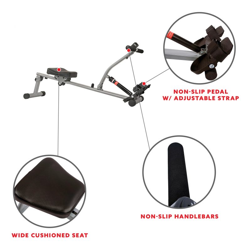 Sunny Health & Fitness SF-RW1205 12 Adjustable Resistance Rowing Machine Rower w/ Digital Monitor - Image 3