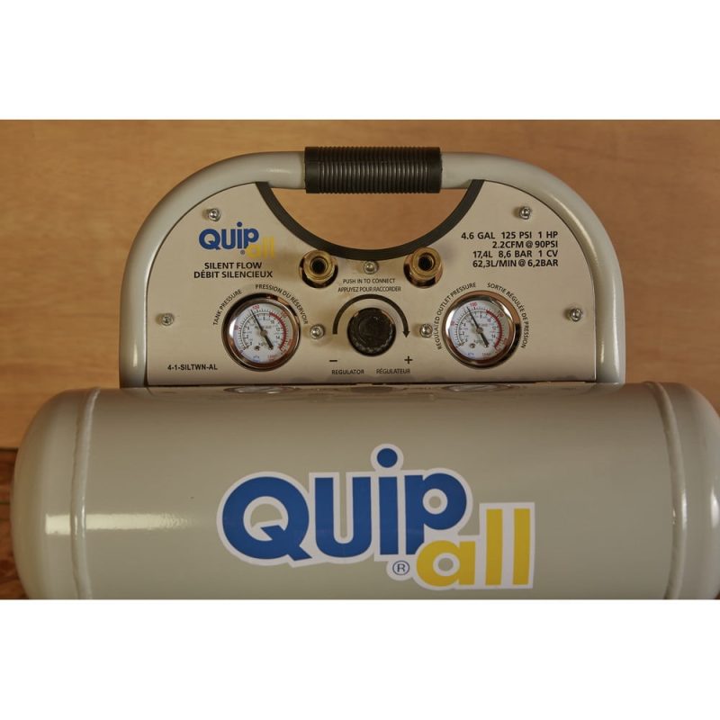 Quipall 4-1-SILTWN-AL Ultra Quiet 1 HP 4.6 Gallon Oil-Free Twin Stack Air Compressor - Image 11