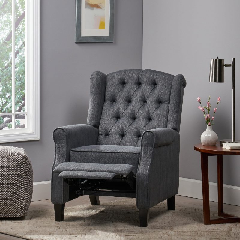 Breyon Contemporary Tufted Fabric Push Back Recliner - Image 6