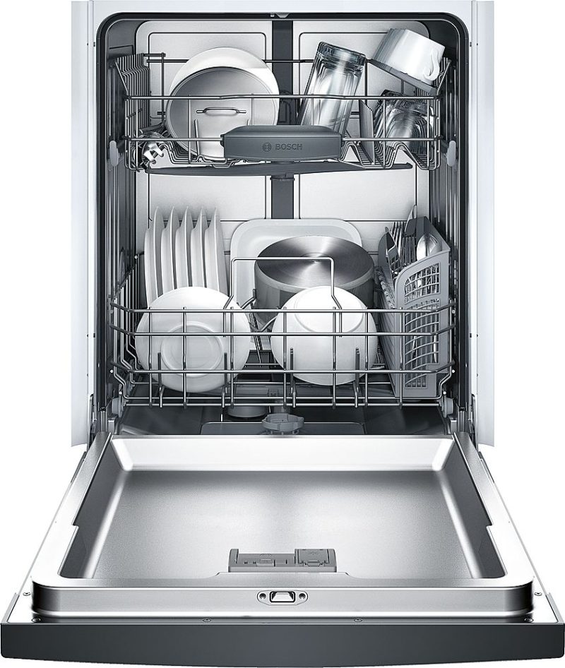 Bosch - 100 Series 24" Front Control Tall Tub Built-In Dishwasher with Stainless-Steel Tub - Black - Image 3