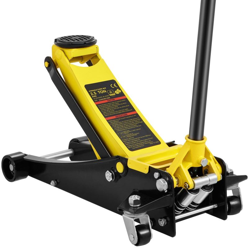 BENTISM Low Profile Floor Jack 2.5 Ton (5500 lbs), Aluminum and Steel Hydraulic Racing Floor Jack, Dual Piston Quick Lift Pump, 3.64""-19.49"" Height Lifting Range, Yellow+Black