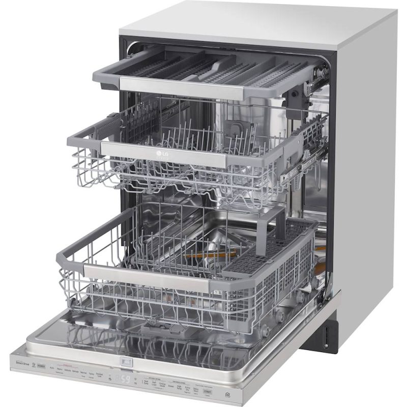 LG - STUDIO 24" Top Control Built-In Dishwasher with TrueSteam, Light, 3rd Rack, 40dBA - Stainless steel - Image 8