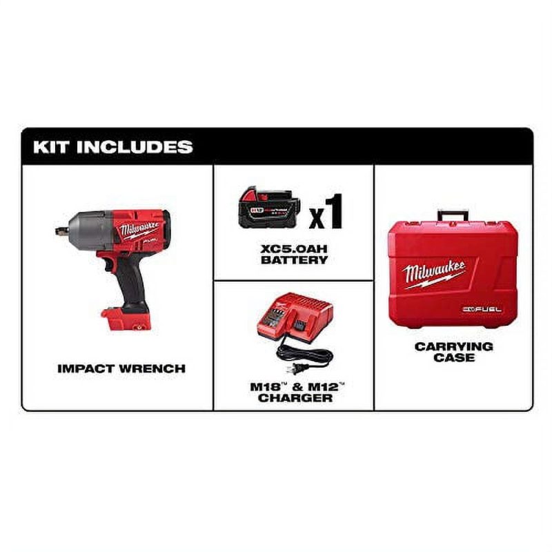 Milwaukee M18 FUEL 18-Volt Lithium-Ion Brushless Cordless 1/2 in. Impact Wrench with Friction Ring Kit with One 5.0Ah Batteries - Image 6