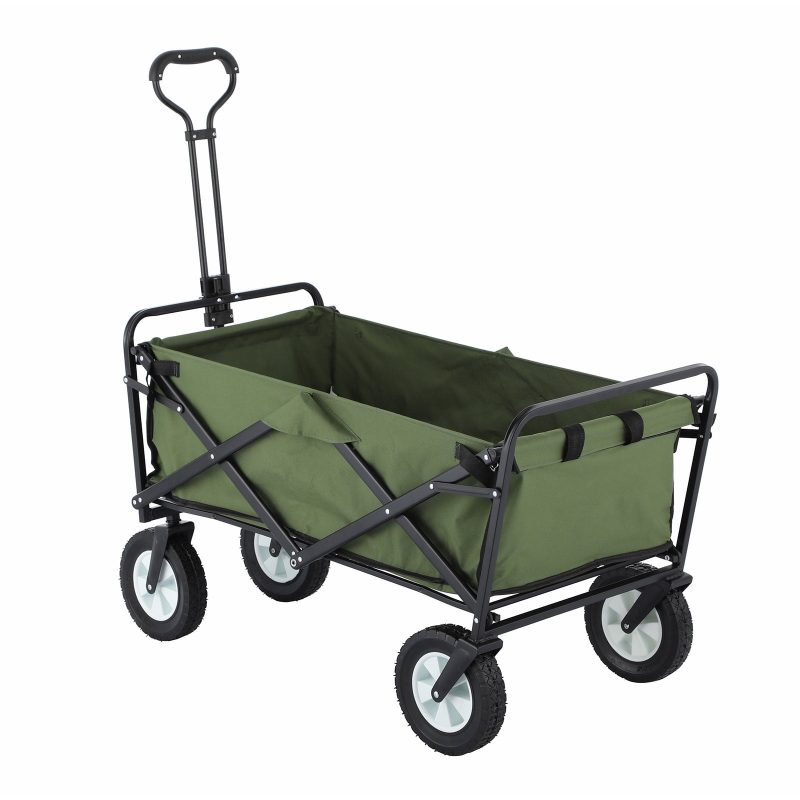 Folding Wagon Cart Outdoor Utility Wagon Foldable Portable Garden Cart 220lb Large Capacity