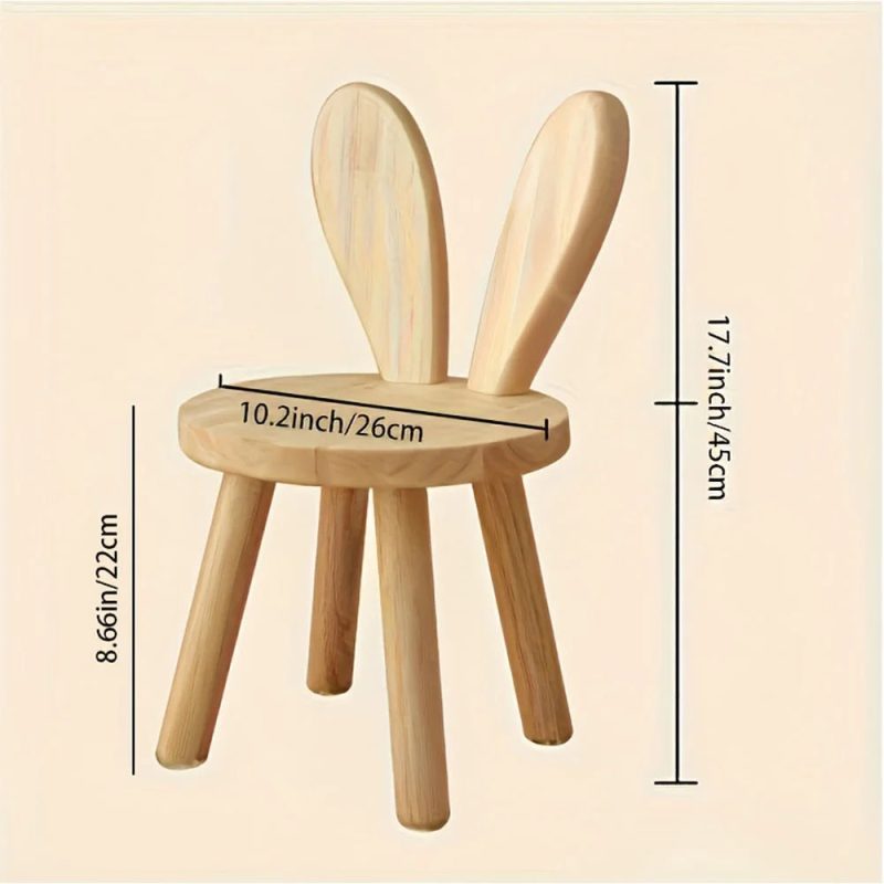 2pcs Whimsical Wooden Rabbit Ears Stool - Compact, Space-Saving, Simple Design, Solid Wood Construction, Cute Decorative Accent, Versatile Shoe Changing Stool for Door, Room, and Entryway - Image 2